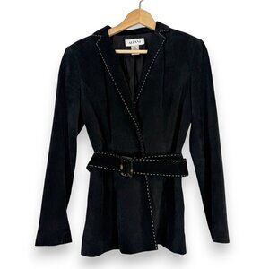 Black Suede Leather Jacket Retro Small